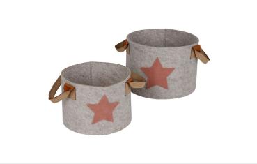 Preview: 2er Set Filzkorb Stern - 2 Farben -